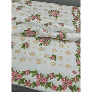 Vintage Mid Century Tablecloth Roses Original Retro Kitsch 52X68 Wedding Cottage